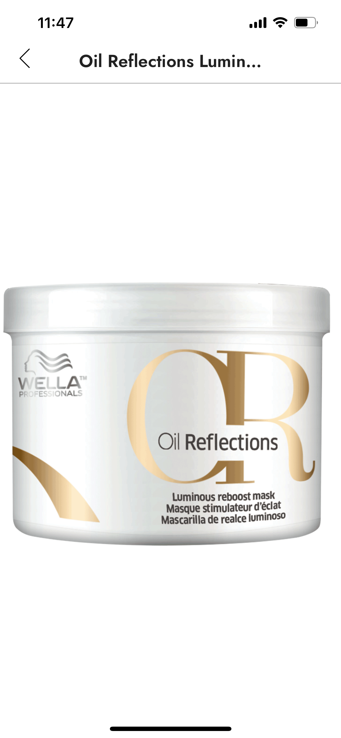 Mascarilla revitalizante luminosa Oil Reflections de Wella Professionals