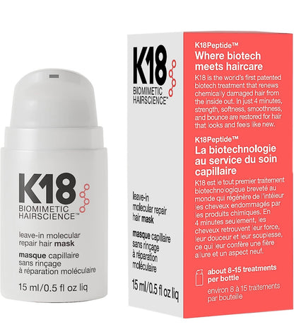 K18 Leave-In Molecular Repair Hair Mask Travel Size